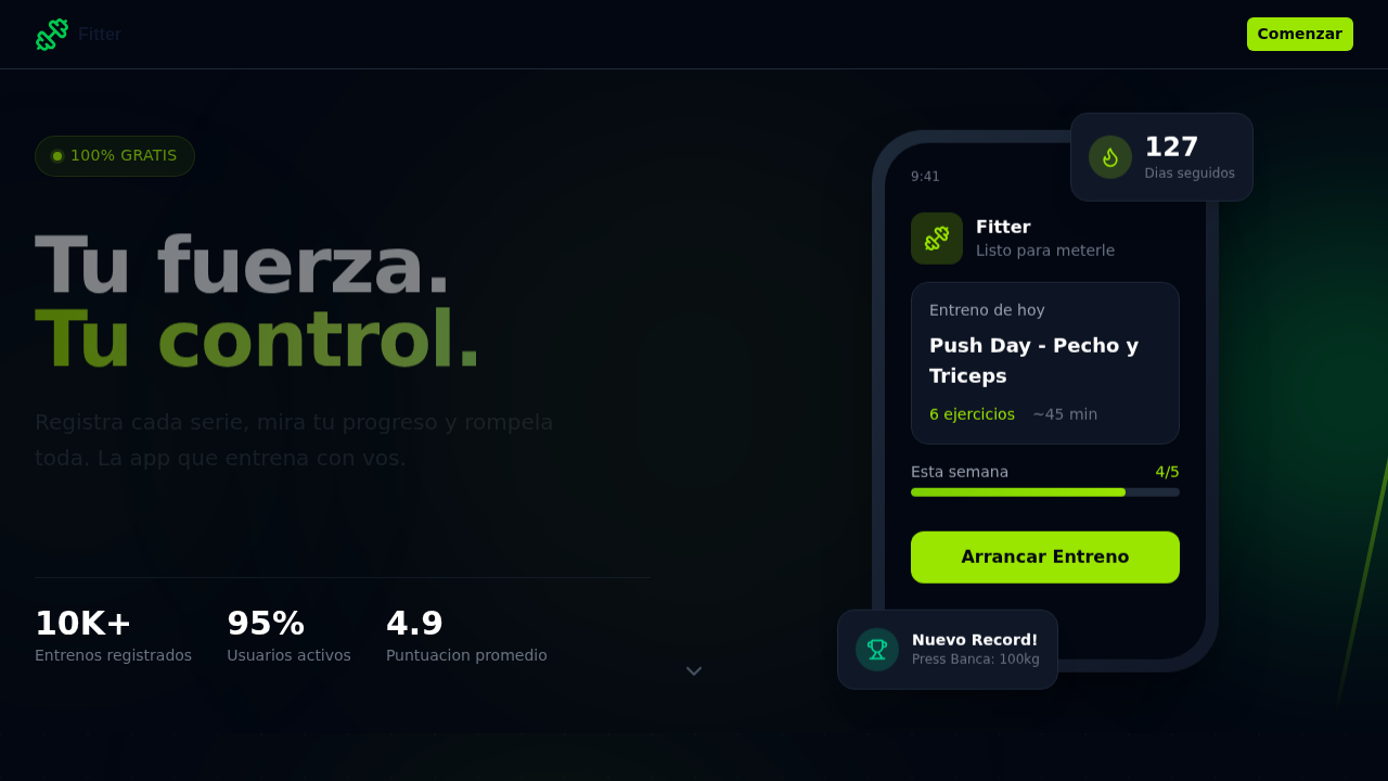 Captura de Fitter: App de Fitness y Tracking Personal